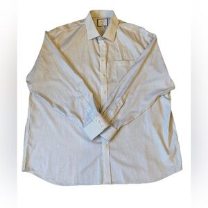 Charles Tyrwhitt Dress Shirt men's 19-38 Blue Gold Striped Non Iron Classic Fit